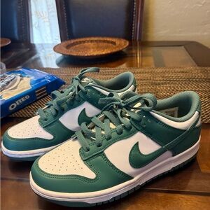Nike Green and White Dunks